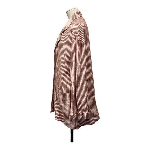 Mara Hoffman Red Stripe Linen Blazer XL Chic and Comfortable - Picture 4 of 16